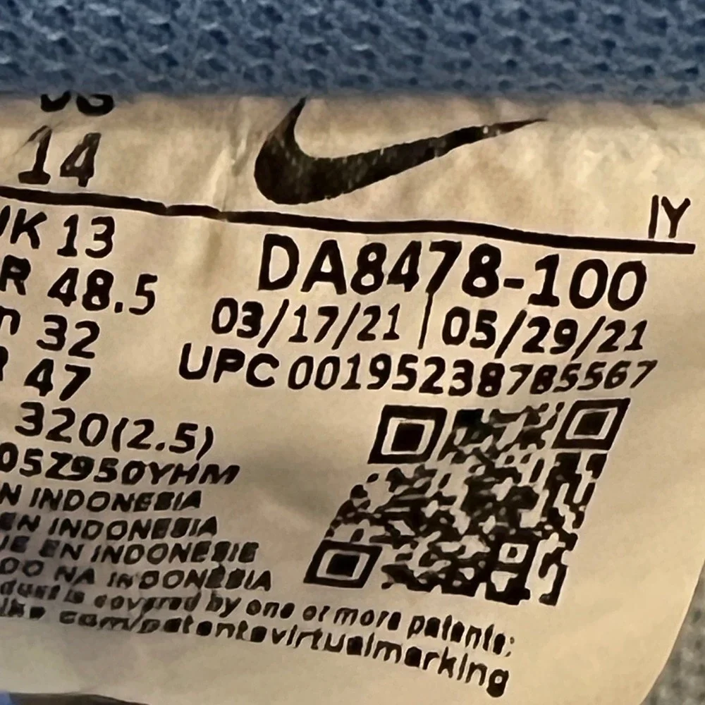 Nike Air Force 1 '07 First Use White University Blue Mens 14 Sneakers DA8478 100